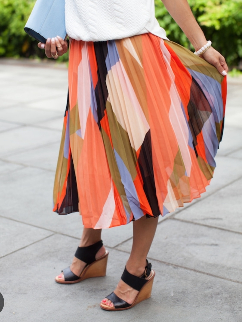 HD in Paris Coral Multi Pleated Midi Skirt